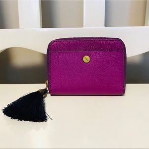 J. Crew Fuchsia Leather Tassel Wallet